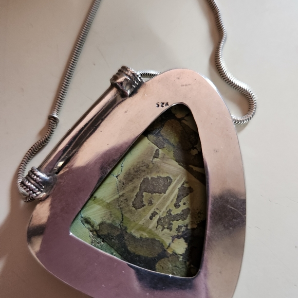 Stunning Green Turquoise Sterling Necklace!😍😍😍 - Picture 3 of 3